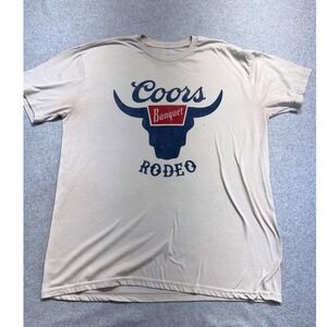 Coors Banquet Graphic T Shirt Mens Large Beige‎ Rodeo Bull Head Short Sleeve